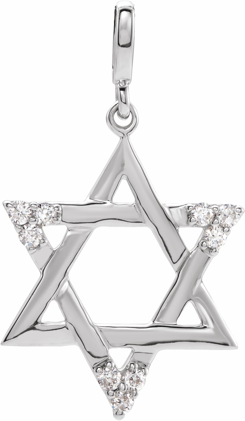 14K White Gold 1/10 CTW Natural Diamond Star of David Pendant