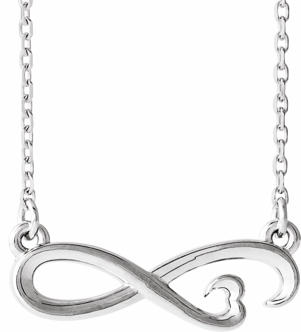 14K White Infinity-Inspired Heart 16-18" Necklace