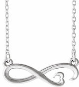 14K White Infinity-Inspired Heart 16-18" Necklace