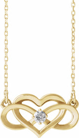 14K Yellow Gold 1/10 CTW Natural Diamond Infinity-Inspired Heart 16-18" Necklace