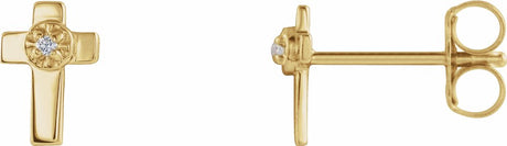 14K Yellow Gold 7x5 mm .01 CTW Natural Diamond Cross Earrings