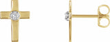 14K Yellow Gold 10x6 mm .04 CTW  Natural Diamond Cross Earrings