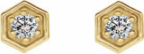 14K Yellow 1/8 CTW Natural Diamond Hexagon Stud Earrings