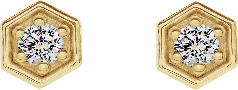 14K Yellow 1/8 CTW Natural Diamond Hexagon Stud Earrings