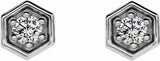 14K White 1/8 CTW Natural Diamond Hexagon Stud Earrings