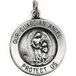 14K White 15 mm Guardian Angel Medal