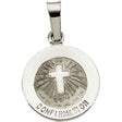 14K White 12 mm Confirmation Medal with Cross