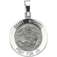 14K White Gold St. Michael Medal Pendant
