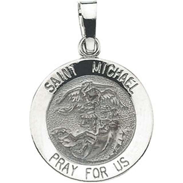 14K White Gold St. Michael Medal Pendant