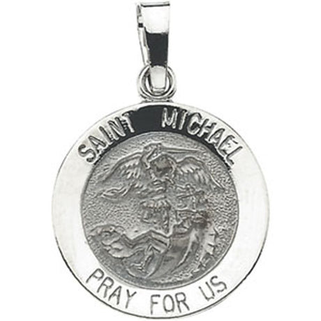 14K White St. Michael Medal Pendant