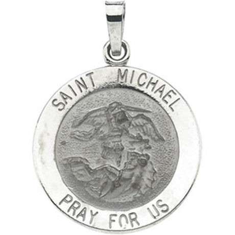 14K White Gold St. Michael Medal Pendant