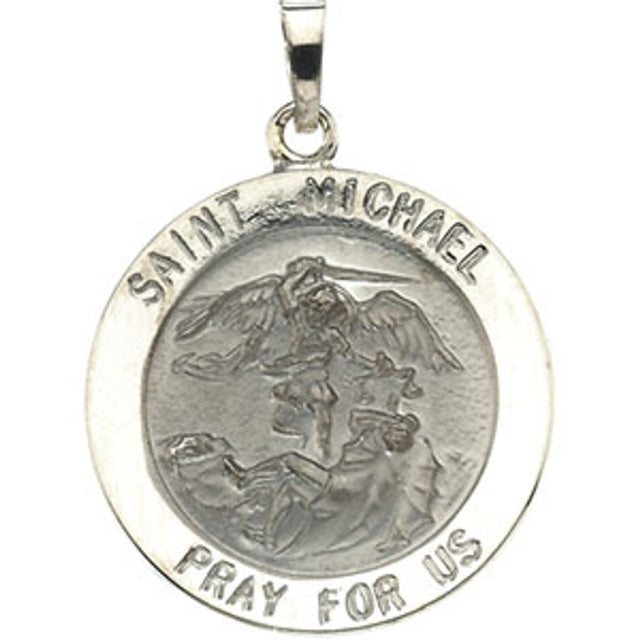 14K White Gold St. Michael Medal Pendant