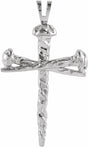 14K White Gold Nail Design Cross Pendant
