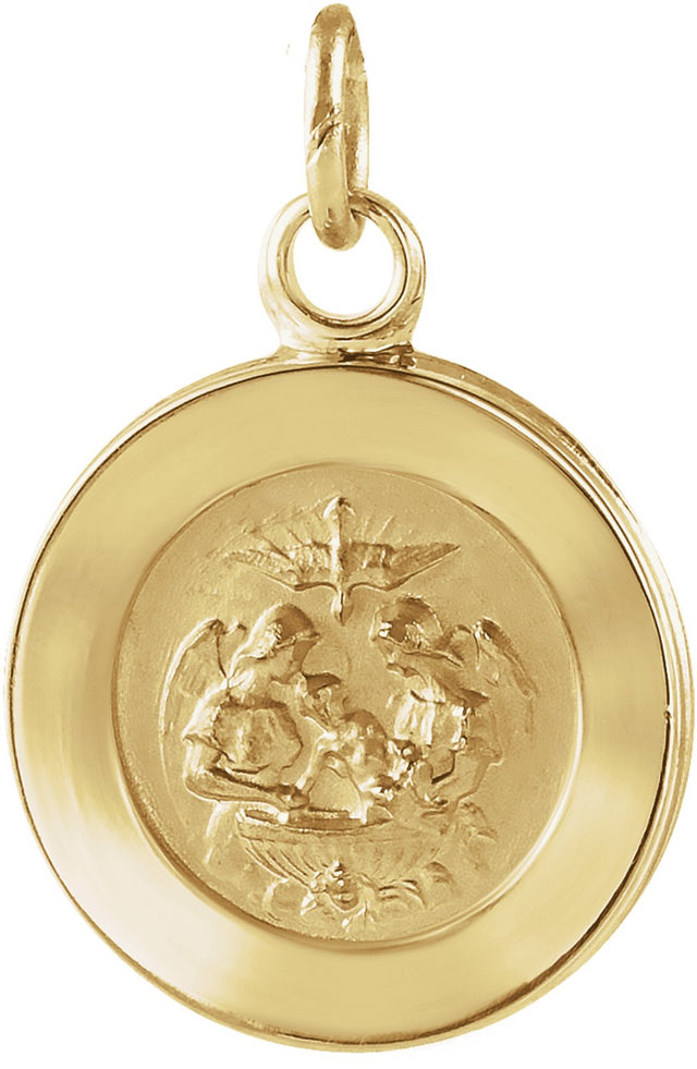 14K Yellow 15 mm Round Baptismal Medal Pendant 