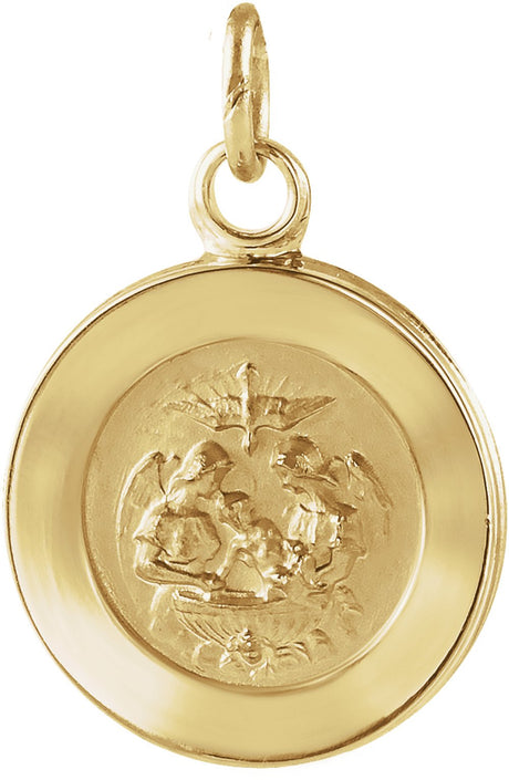 14K Yellow 12 mm Round Baptismal Medal Pendant 