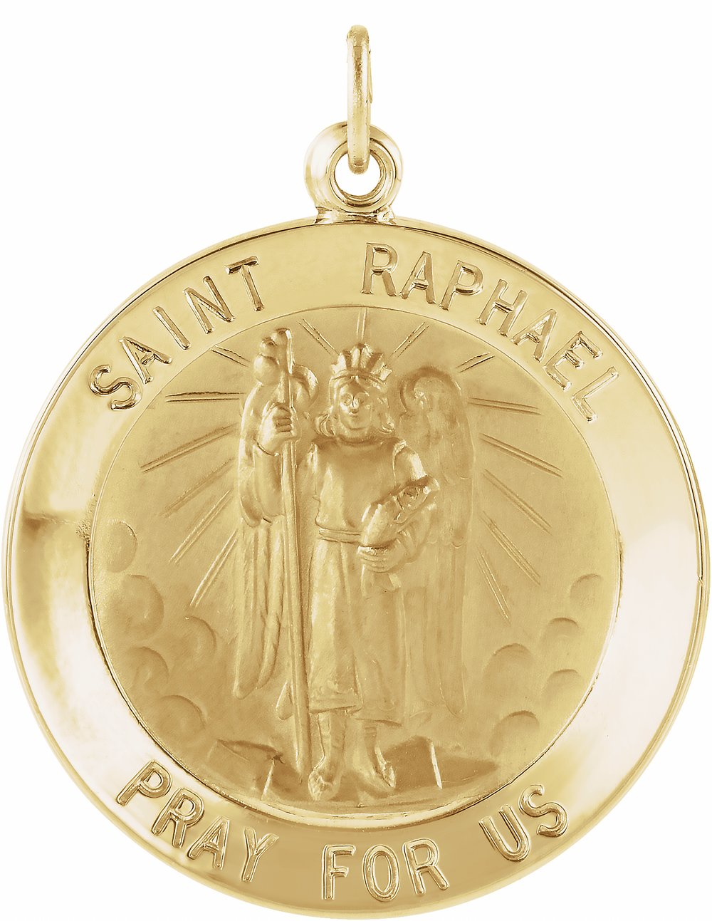 14K Yellow 25 mm Round St. Raphael Medal