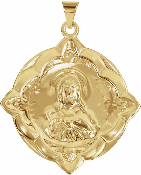 14K Yellow 31x31 mm Sacred Heart Medal