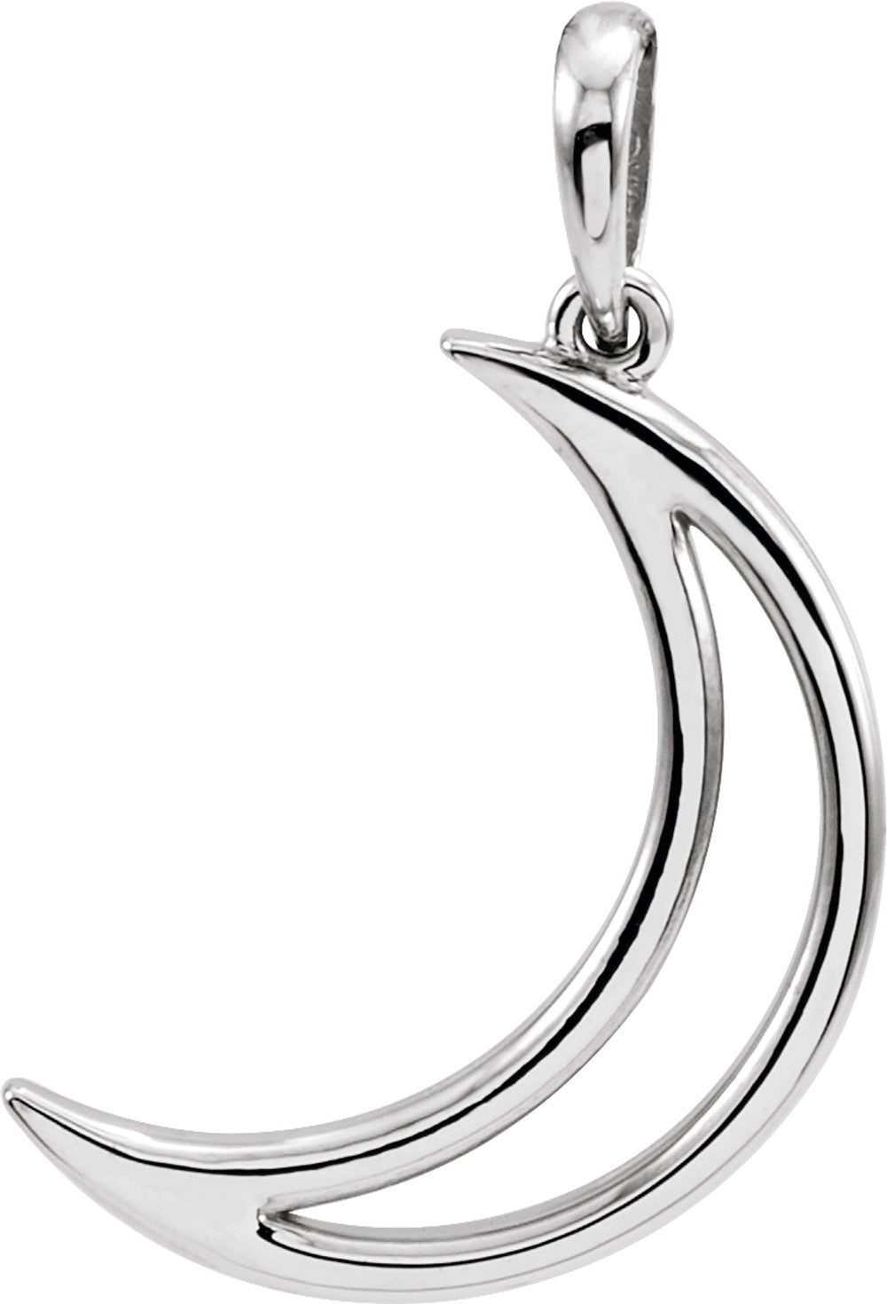 14K White 25.7x4.7 mm Crescent Moon Pendant