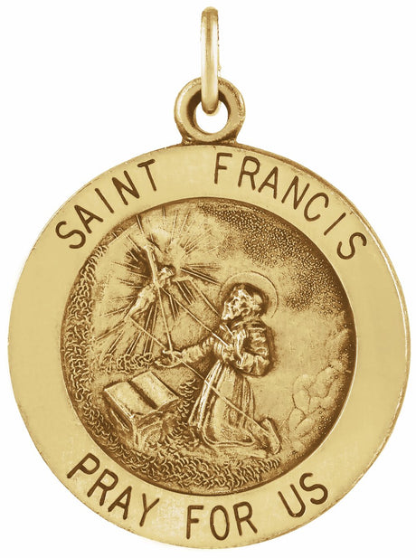 14K Yellow 15 mm Round St. Francis of Assisi Medal