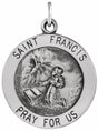 Sterling Silver 18 mm Round St. Francis of Assisi Medal 18" Necklace   