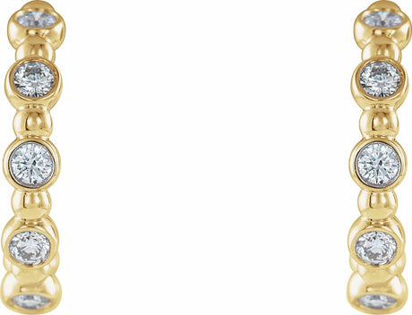 14K Yellow Gold 3/8 CTW Natural Diamond Beaded Hoop Earrings 