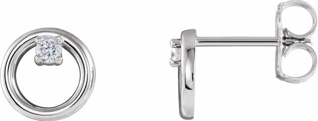 14K White Gold .06 CTW Natural Diamond Circle Earrings