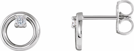 14K White Gold .06 CTW Natural Diamond Circle Earrings
