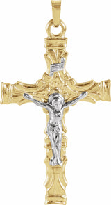 14K Yellow/White 36x24 mm Crucifix Pendant