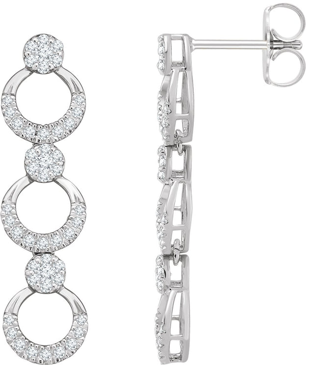 14K White Gold 1/2 CTW Natural Diamond Geometric Earrings