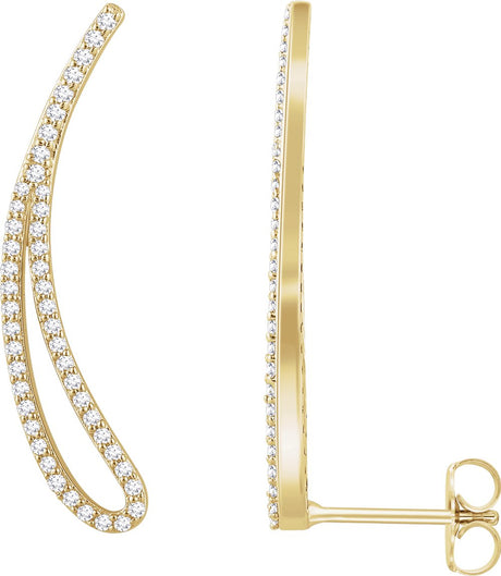 14K Yellow Gold 1/4 CTW Natural Diamond Ear Climbers