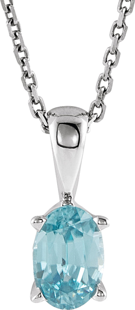 Sterling Silver Natural Blue Zircon 16-18" Necklace