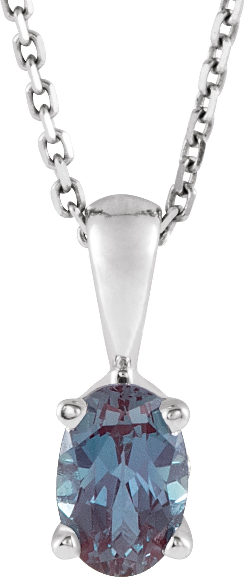 Sterling Silver Lab-Grown Alexandrite 16-18" Necklace