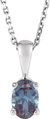 Sterling Silver Lab-Grown Alexandrite 16-18" Necklace