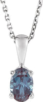 Sterling Silver Lab-Grown Alexandrite 16-18" Necklace
