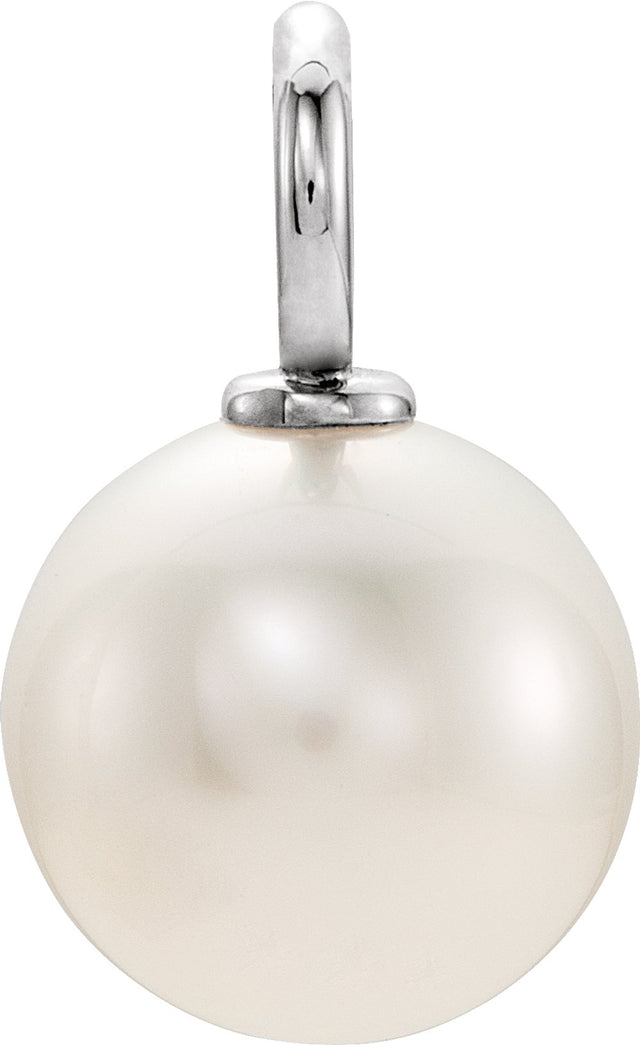 14K White Gold Cultured White Freshwater Pearl Pendant