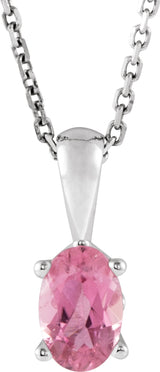 Sterling Silver Natural Pink Tourmaline 16-18" Necklace