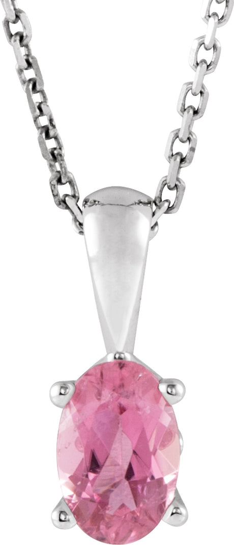 Sterling Silver Natural Pink Tourmaline 16-18" Necklace