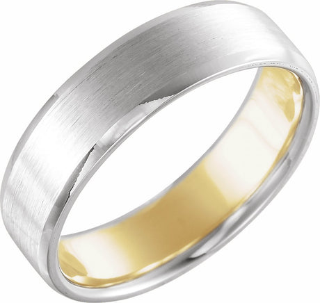 14K White/Yellow 7 mm Beveled-Edge Comfort-Fit Band Size 11.5