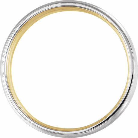 14K White/Yellow 7 mm Beveled-Edge Band with Matte Finish Size 9