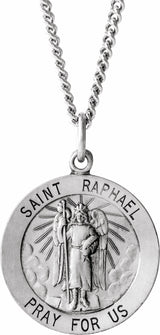 Sterling Silver 15 mm Round St. Raphael 18" Necklace