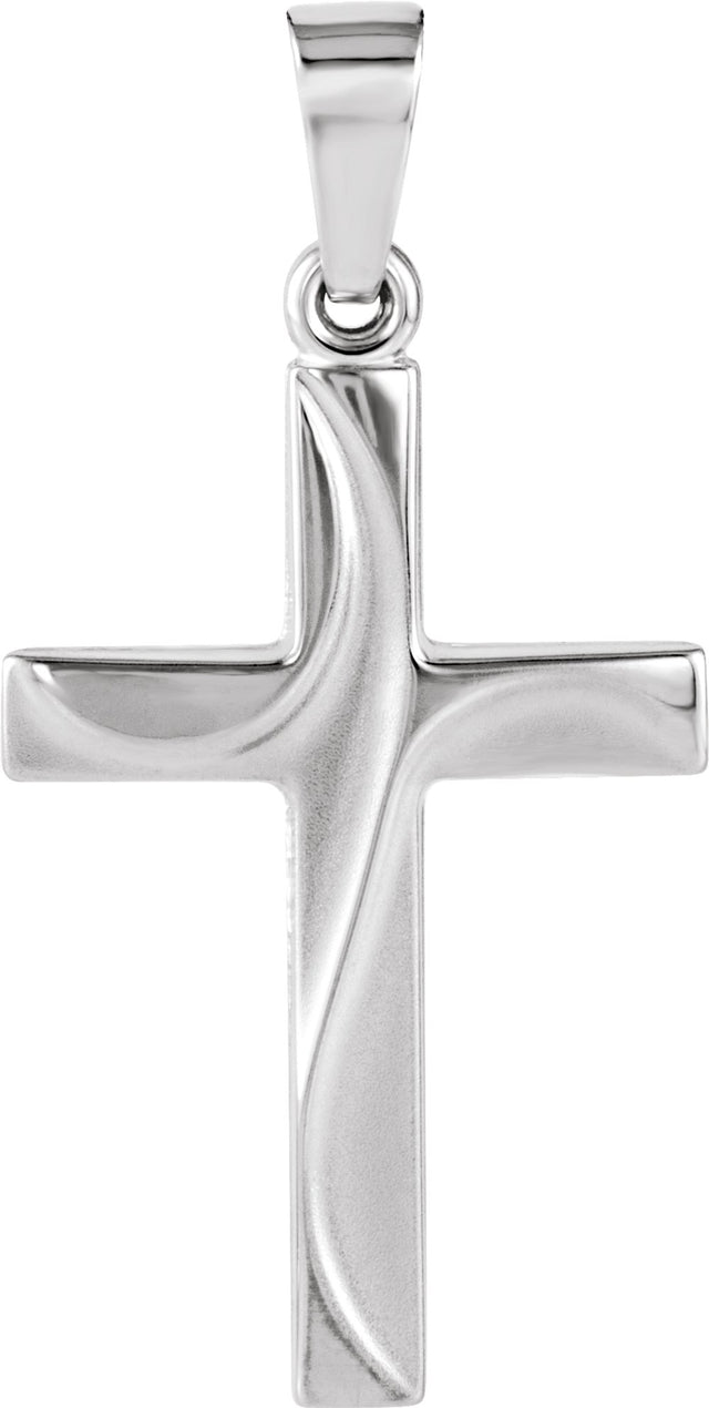 14K White Gold 21x14 mm Cross Pendant  
