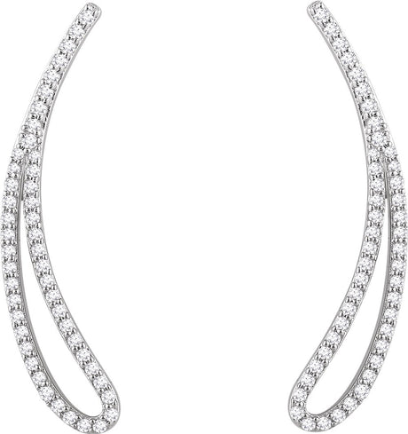 14K White 1/4 CTW Natural Diamond Ear Climbers