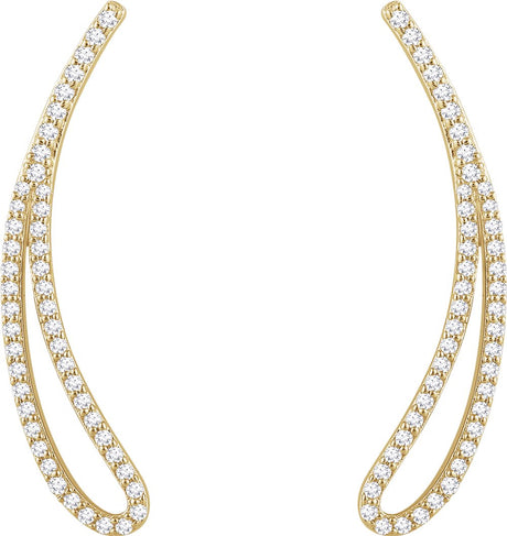14K Yellow Gold 1/4 CTW Natural Diamond Ear Climbers