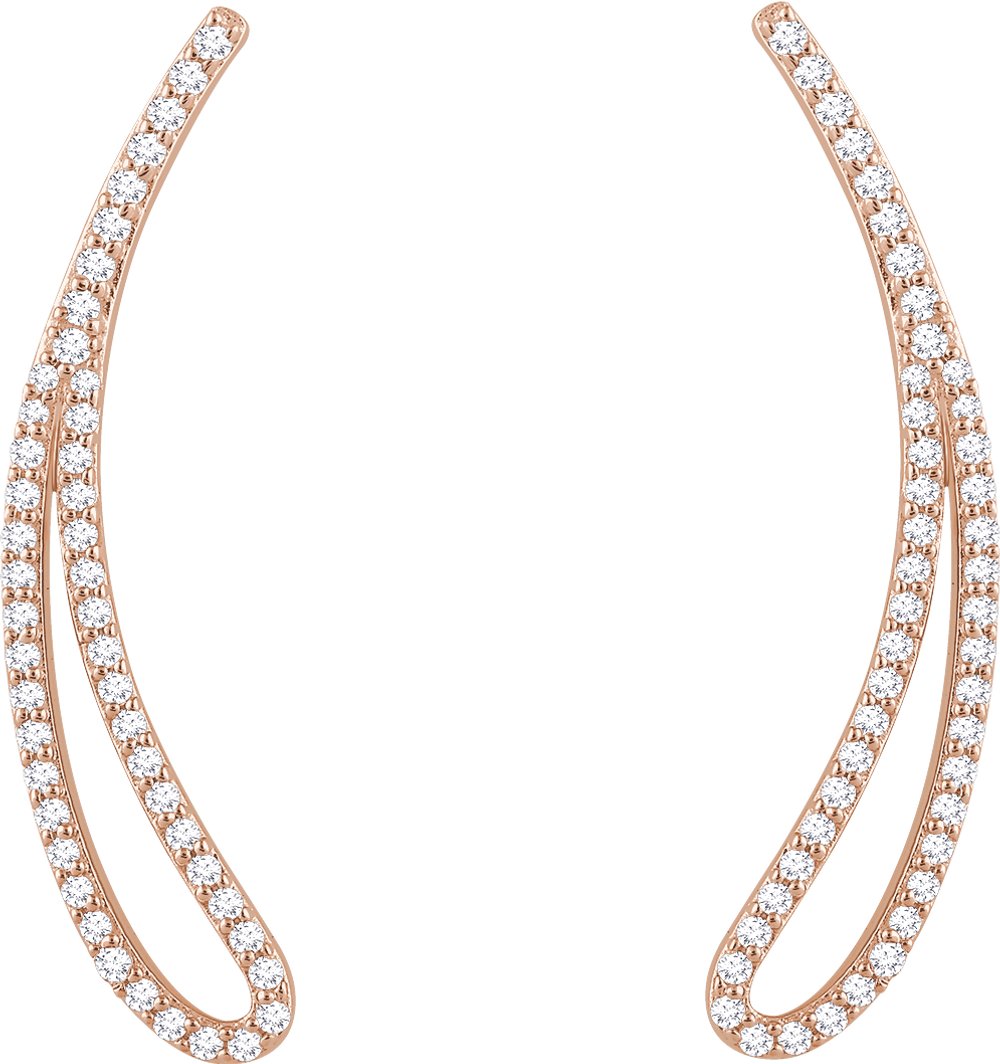 14K Rose Gold 1/4 CTW Natural Diamond Ear Climbers
