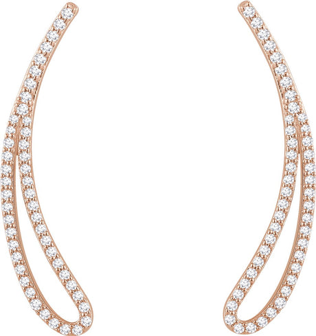14K Rose Gold 1/4 CTW Natural Diamond Ear Climbers