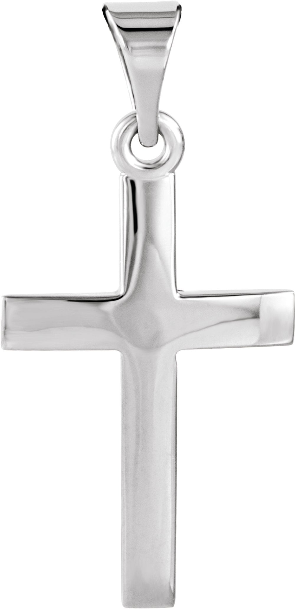 14K White 15.2x7.3 mm Cross Pendant