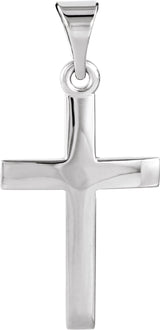 14K White 15.2x7.3 mm Cross Pendant