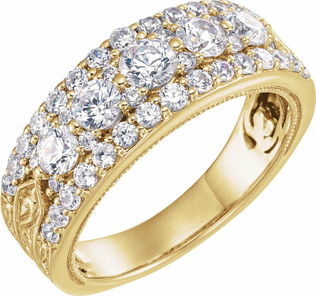 14K Yellow 1 1/2 CTW Natural Diamond Anniversary Band