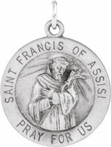 Sterling Silver 18 mm Round St. Francis of Assisi Medal 