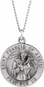 Sterling Silver 18 mm Round St. Francis of Assisi Medal 18" Necklace